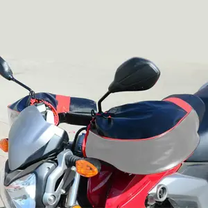 Motorcycle Handlebar Gloves with Stitching, Artificial Leather Lining, Buckle Closure, Protective Gear, Winter Riding for Electric Bikes