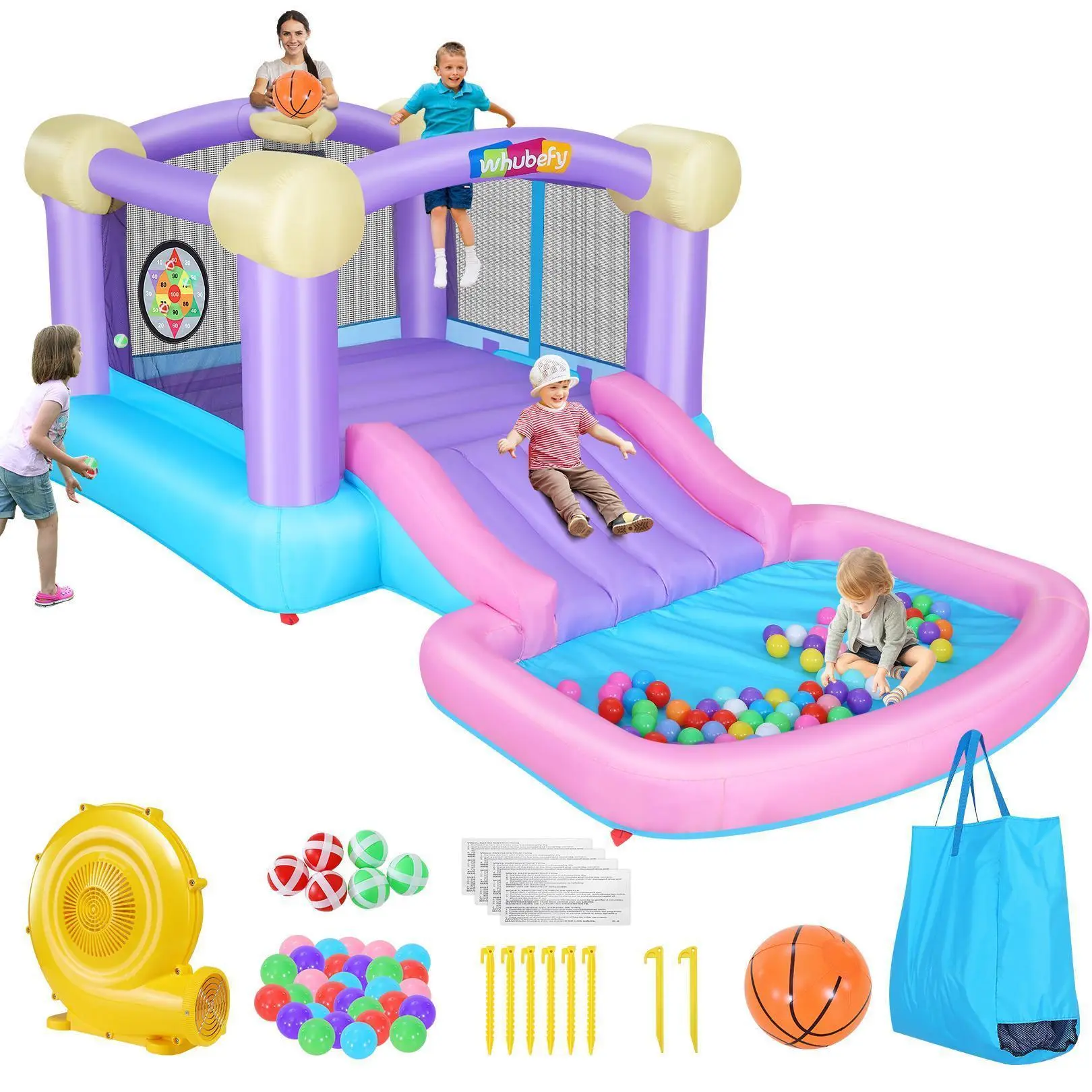 AKEYDIY Inflatable Bouncy Castle Bounce House Volleyball Game Park- Huge  Sport161‘’x82‘’x63‘’（409*208*160CM） Bouncy House with Large Bouncer Area/Dual Slides, mothersdaygift