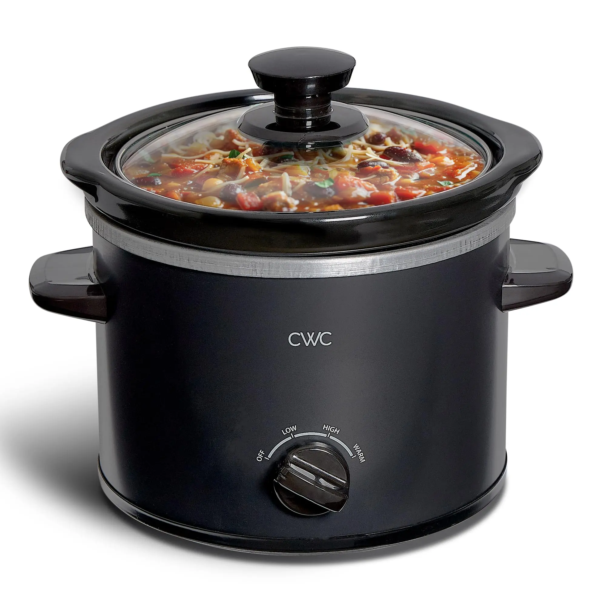 COOK WITH COLOR 2QT Mini Electric Round Slow Cooker - Adjustable Settings, Removable Stoneware Pot, Tempered Glass Lid, Dishwasher Safe, Cool-Touch Side Handles
