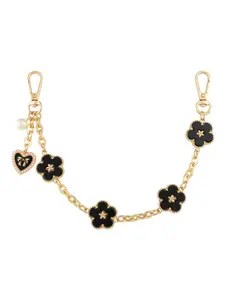 Black Bag Charms Chain Purse Extender Chain Flower Purse Chain Charms Accessories For Women Wallet Chain