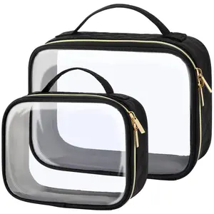 Clear Makeup Bags - TSA Approved Toiletry Bag with Handle, Clear Toiletry Bags for Traveling Travel Essentials, Clear Travel Bags for Toiletries