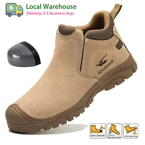 Men's Suede Steel Toe Safety Shoes - Heavy Duty Work Boots, Comfortable Walking Footwear
