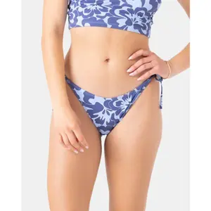 ROXY TROPIC DRIFT Tie Side Scoop Cheeky Bikini Bottom - Blue Floral Swimwear