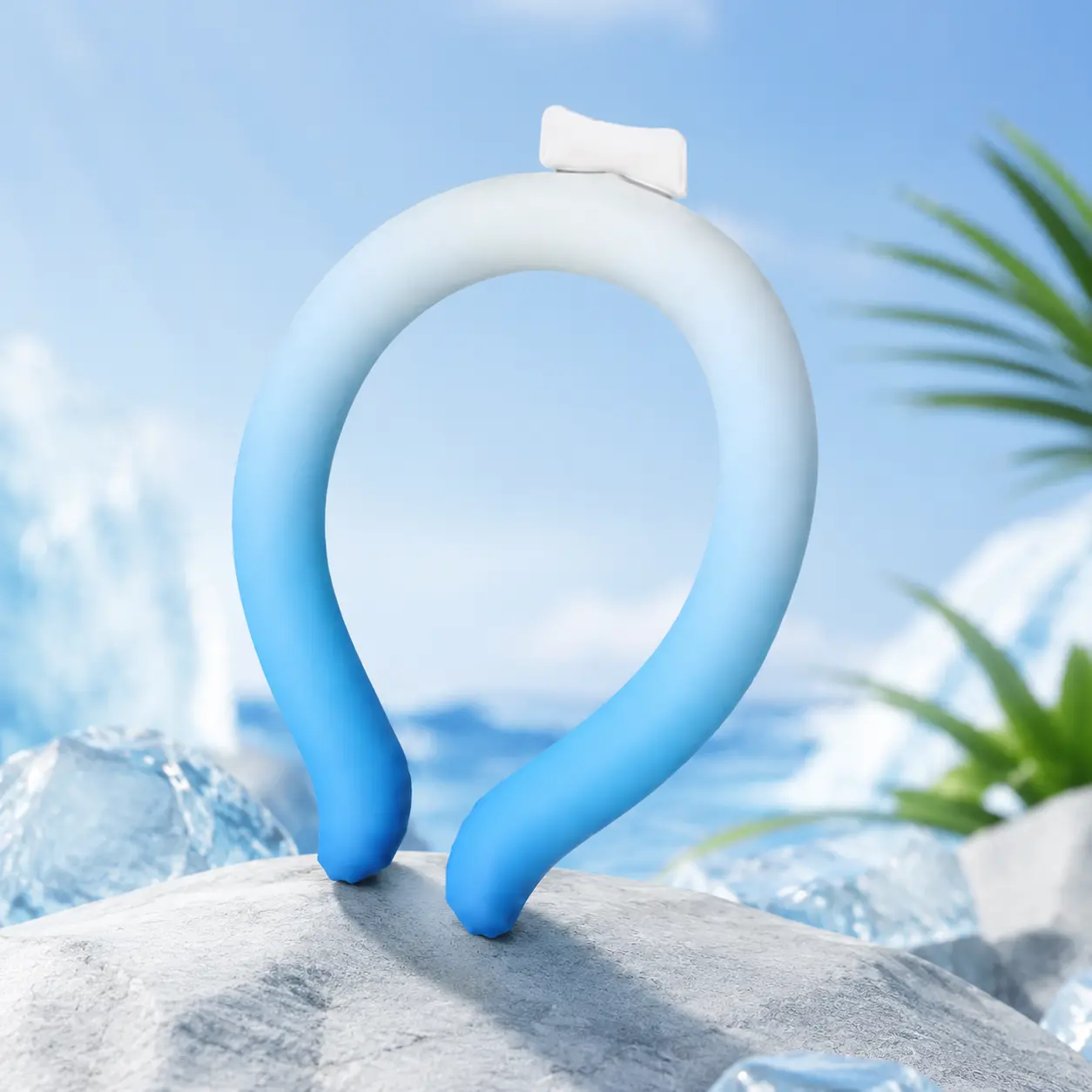 Gradient Blue Reusable Cooling Neck Ring - Leak-Proof, Lightweight and Skin-Friendly Wearable Ice Collar for Camping, Hot Weather Relief, Quick Cooling in Fridge, Daily Outdoor Sports, Quickly In Fridge, Long-Lasting