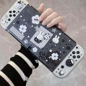 Switch Protective Case, Cute Rabbit Design, Transparent Glitter Soft Handle, Anti-Drop Shockproof Lightweight, Compatible with Oled Lite Ns2, Perfect Gift