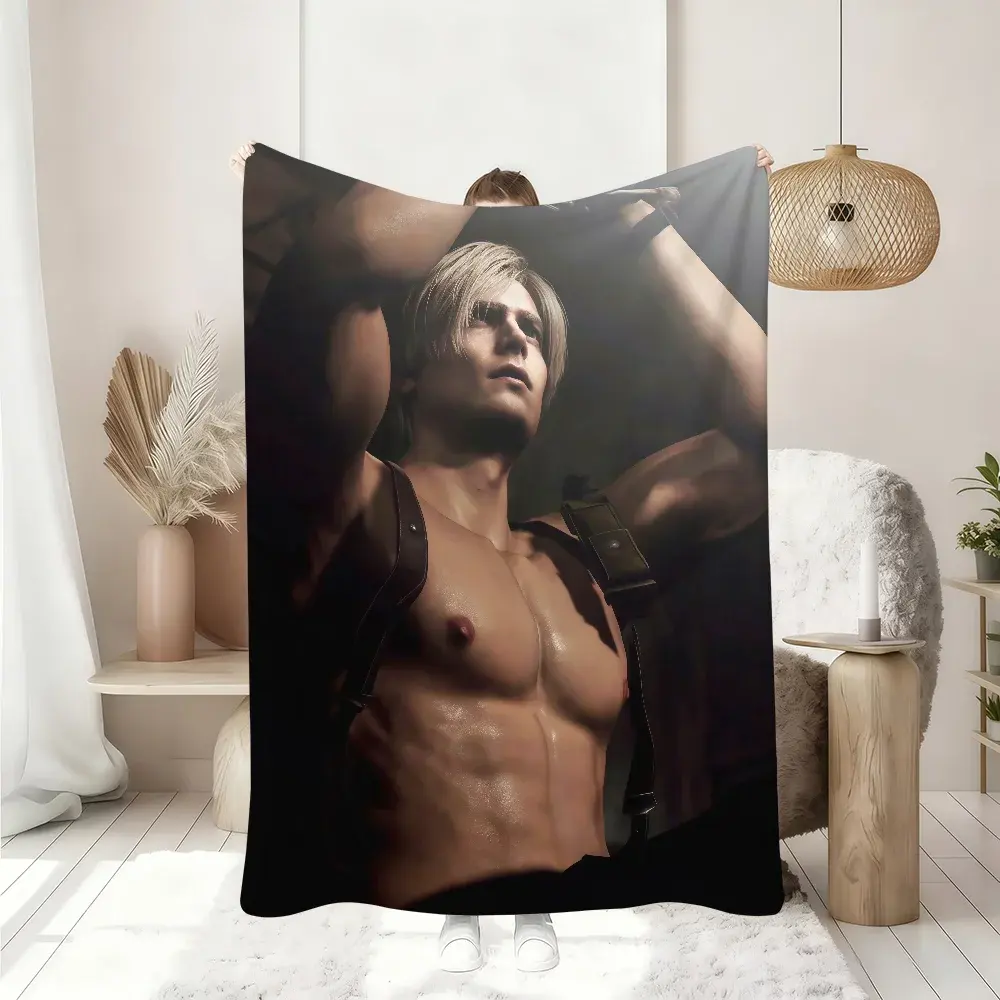 Cartoon L-Leon K-KennedyS Blanket Soft Throw Blanket for Home Bedroom Bed Sofa Picnic Travel Office Rest Cover Blanket Gift