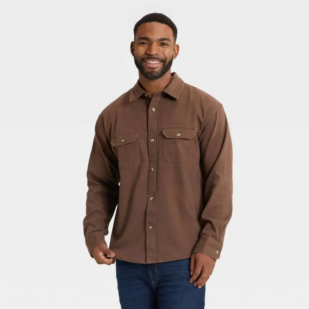Women's Stylish Collared Plain Long-Sleeve Utility Shirt with Pocket - Goodfellow & Co