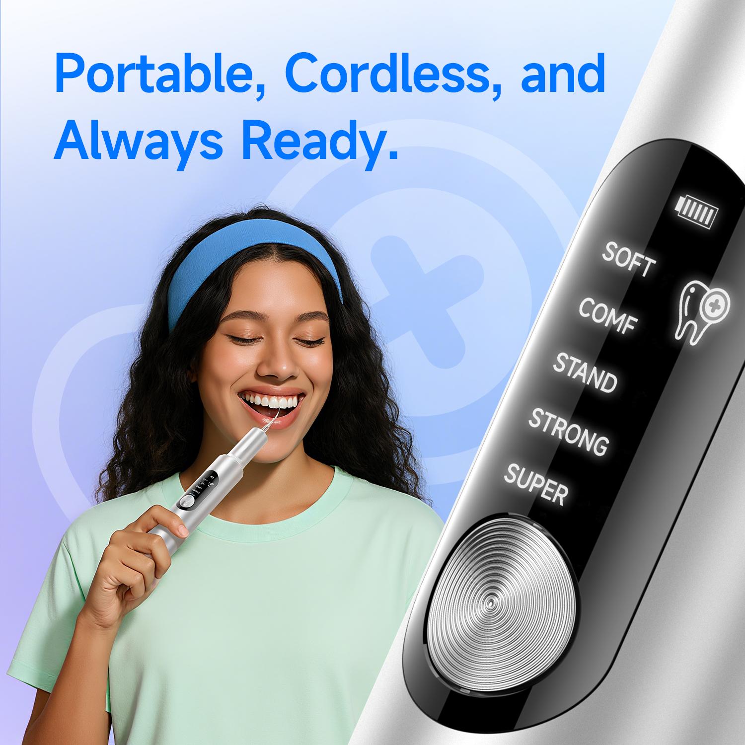 Electric Teeth Cleaner – Ultrasonic Dental Plaque Remover with 5 Cleaning Modes, Smart Detection, Long Battery, Waterproof, Dental Picks & Mirror for Home Oral Care