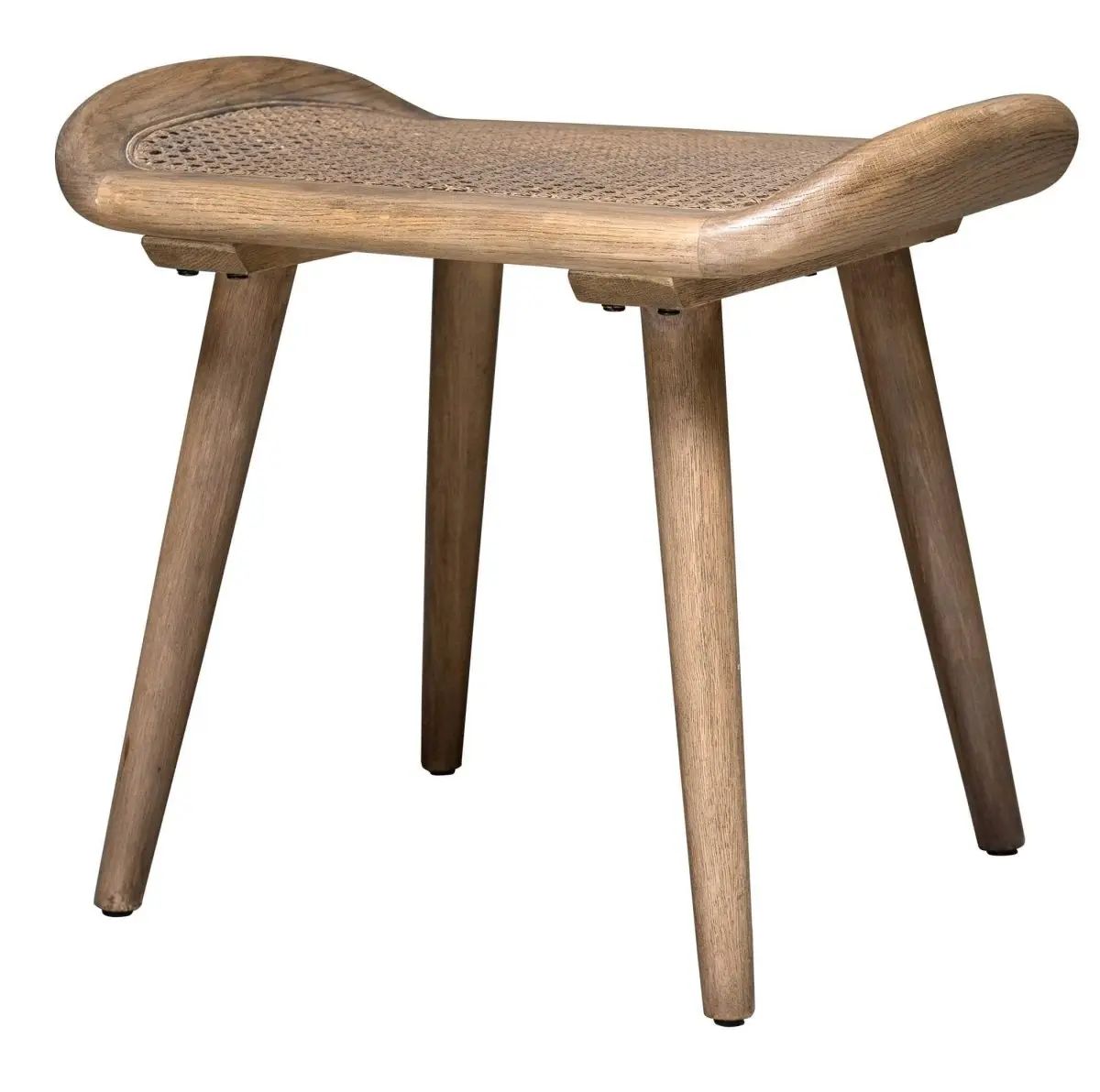 Arne Scandinavian Style Dry Oak Wood Bench - Tapered Legs, Woven Top, Curved Seat, 13.23 lbs, 22 w x 19 h x 17 d inch Indoor Modern Living Room Entryway Furniture