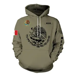 Cool Graphic Design Hoodie - Mexican Eagle Print Hooded Sweatshirt for Men - Casual Streetwear for Winter/Fall, Great as a Gift