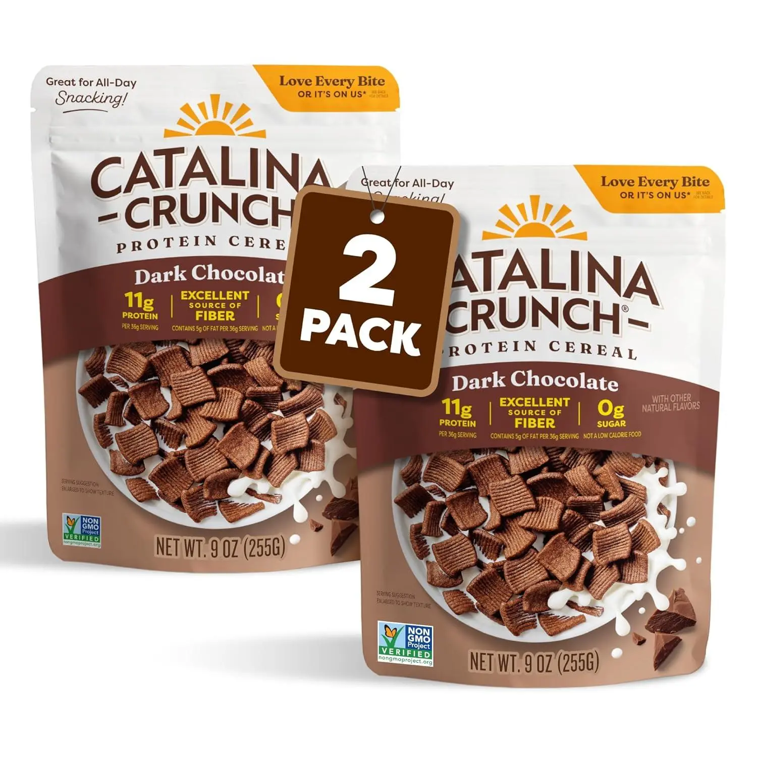 Catalina Crunch Protein Cereal, Dark Chocolate, 9 oz Bag (Pack of 1) | Sugar Free, 11g of Protein, Gluten Free, Excellent Source of Fiber, Breakfast Cereal, Packaging May Vary