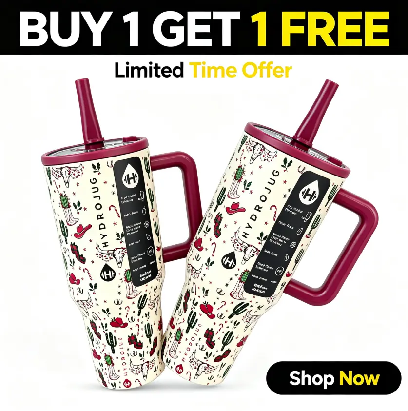 [Buy 1 Get 1 ] HydroJug 40oz Burgundy Tumbler Stainless Steel Straw Lid Handle 24H Cold Cup Holder Friendly