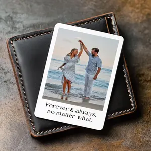 Long Distance Gifts Personalized Metal Wallet Insert Custom Photo Card Sentimental Gift for Him Romantic Keepsake for Couples