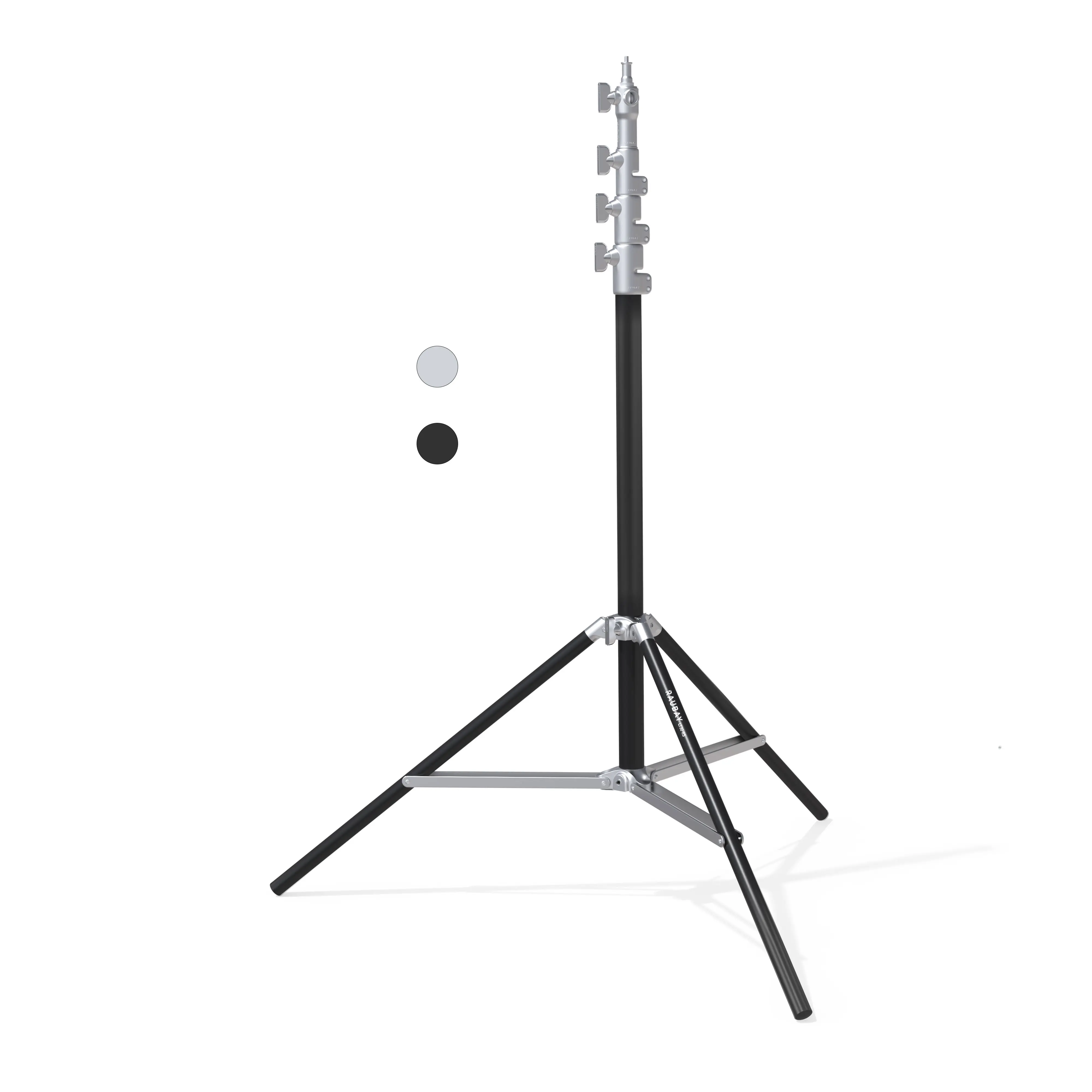 RAUBAY 10ft LT30 Light Stand – Regular Version (Black/Silver) with Air Cushion, Adjustable Photography Light Support with Bubble Level & Independent Leg, Studio Lighting Tripod for Softbox, Video & Photography