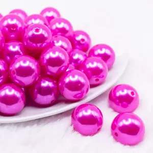 20mm Hot Pink Faux Pearl Bubblegum Beads