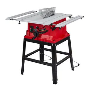 10 Inch Benchtop Table Saw with Stand, 15A 5000RPM Powerful Motor, Adjustable Blade Height, Supports Wood Metal Plastic Cutting, 90° Crosscut & 0-45° Bevel with Dust Collector