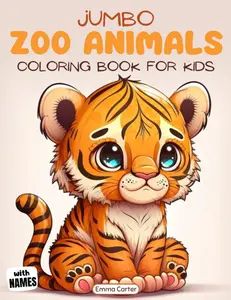 Jumbo Zoo Animals Coloring Book for Kids (Cute Animal Coloring Books By Emma Carter), Paperback