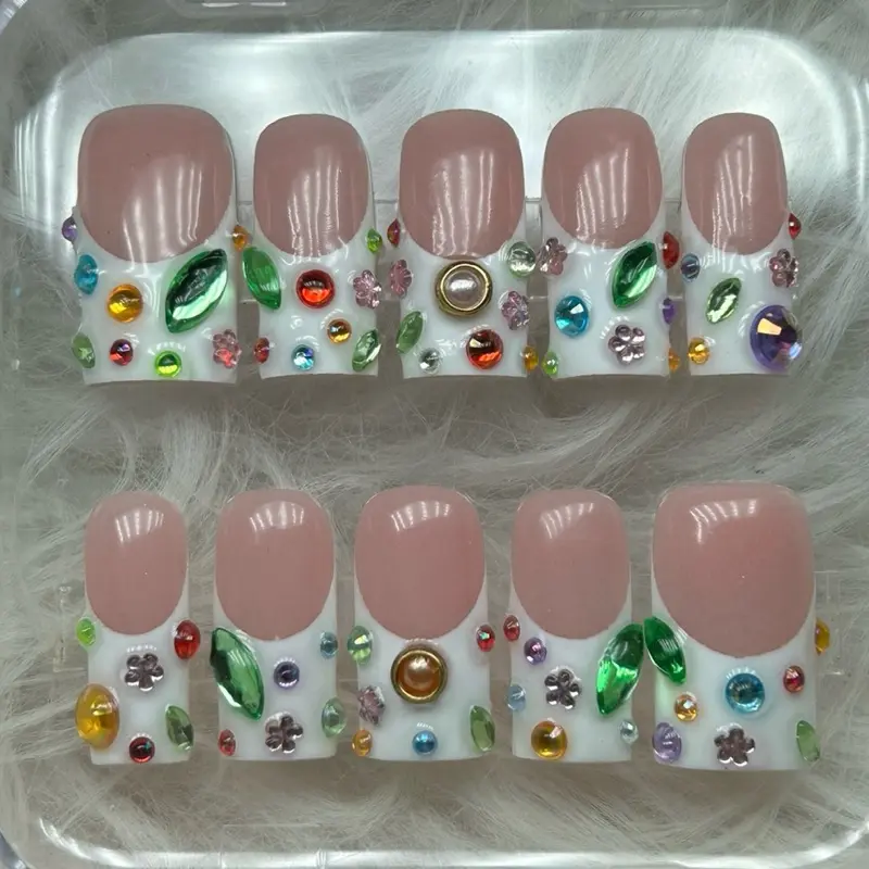 ACRYLIC or BUILDER GEL junk gem press on nails | BXBYNAILS