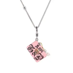 Vibecharm Long Fashion Metal Laptop Pendant Necklace - Openable Surprise Costume Jewelry with Hidden Keyboard, Gold-Tone Charm, Daily Wear Unique Aesthetic Accessory