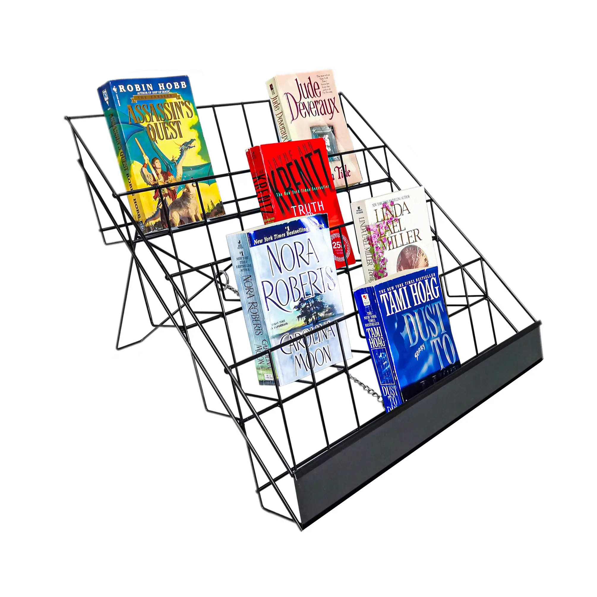 FixtureDisplays® 4-Tiered 18" Wire Display Rack Literature Brochure Magazine Stand Book Tabletop Rack, 2.5" Deep Open Shelves 11936-2BLACK-NF