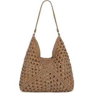 Straw Beach Tote Bag for Women Raffia Crochet Purse Large Summer Hobo Woven Shoulder Handbag for Vacation