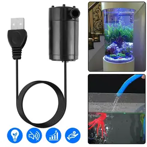 Mini Mute Submersible Water Pump USB 5V 1M Cable Fits Garden Fountains Fish Tanks Home Use Small & Quiet Easy to Set Up