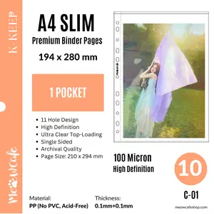 K-KEEP [A4 Slim] - Custom Inclusion Page, Premium Single-Sided Top-loading Pages (Pack of 10)