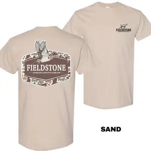 Fieldstone Camo Wood Duck T-Shirt, Southern Outdoor Graphic Tee, Unisex Shortsleeve Crewneck, Fabric Cotton, Menswear Top, Gifts for Men and Women, Trendy Shirt for Country Life