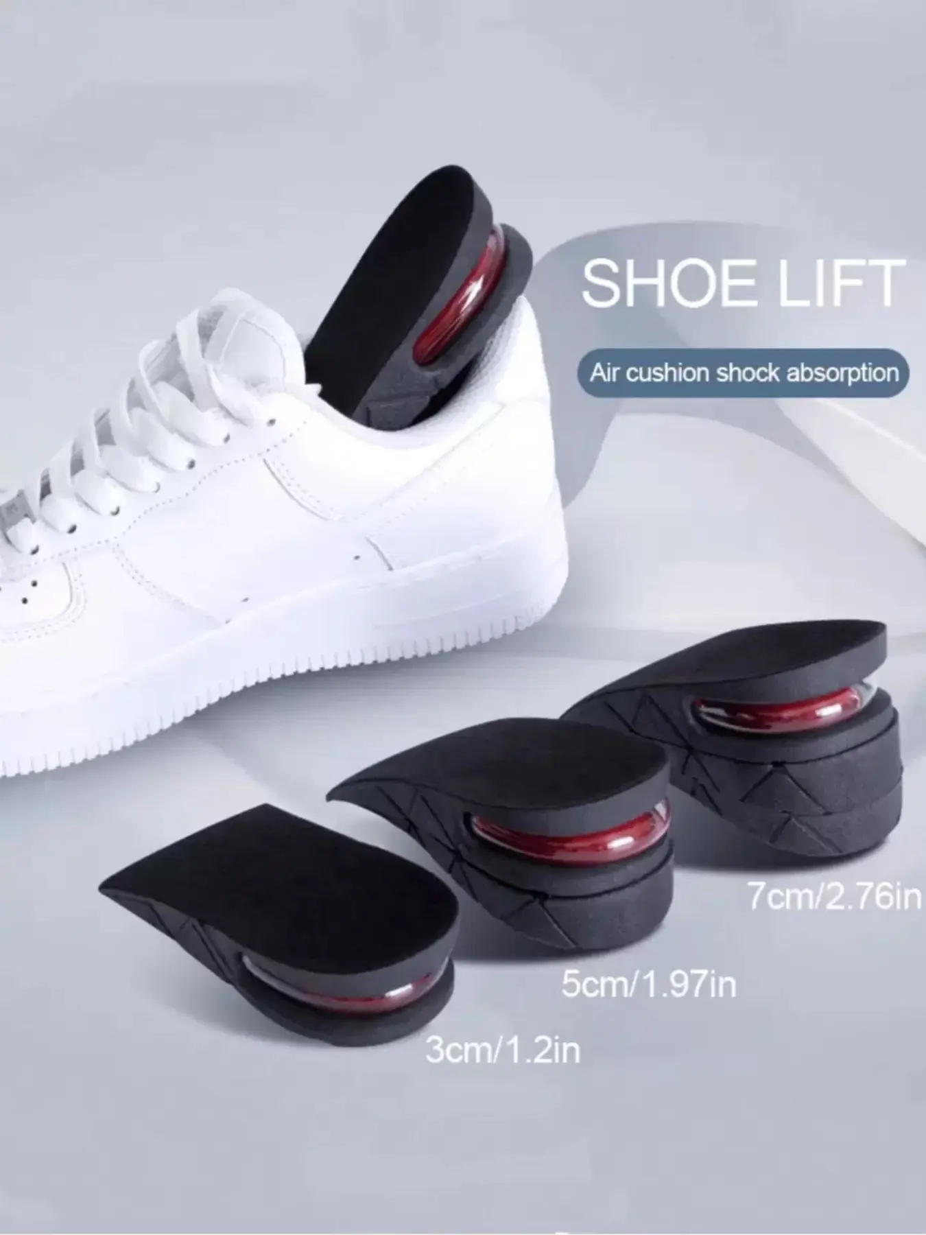Adjustable Height Insole 3-9cm, Comfortable Shock Absorbing Insoles Shoe Pads, Invisible Heel Cushions, Perfect for Daily Wear, Invisible Height Increasing Insoles, Invisible Heightening Insoles