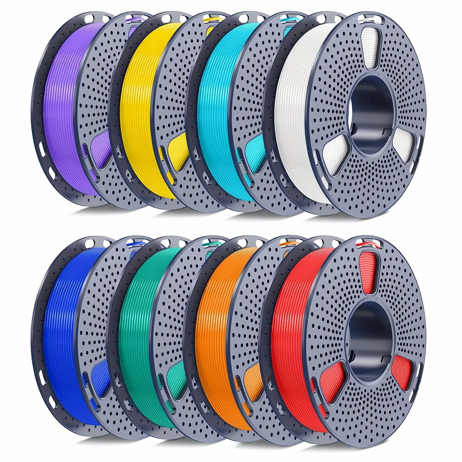 Sunlu 8 X 250G PLA Filament 1.75Mm Bundle, SUNLU 3D Printer Filament Neatly Wound, Individually Vacuum Packed, 250G Spool, 8 Rolls, White Red Orange Yellow Green Blue Cyan Purple