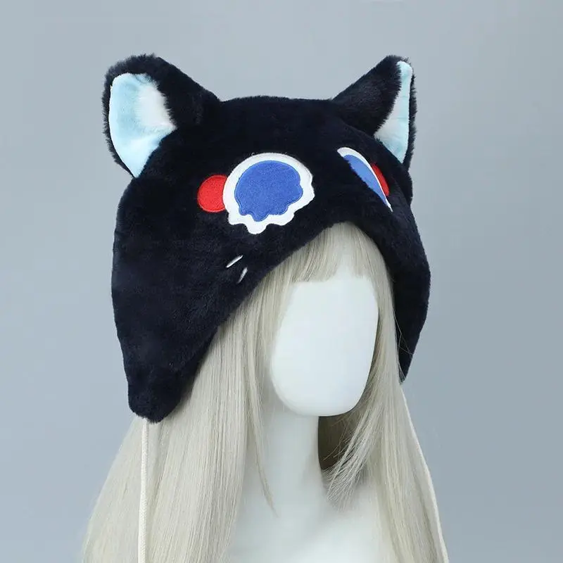 Genshin Impact Wanderer Scaramouche Anime Cosplay Plush Cap - Kawaii Fluffy Cat Ear Fashion Accessory, Costume Party Prop, Gift Item, Accessories
