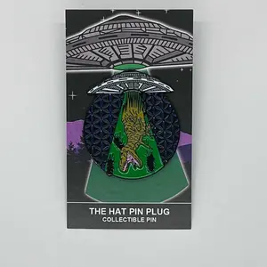 Aliens abducting Dinosaurs Collectible Hat Pin