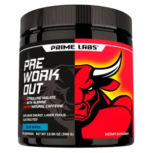Prime Labs Pre-Workout Powder | Citrulline Malate, Beta-Alanine & Natural Caffeine | Energy + Focus + Performance Support | Blue Lemonade | 30 Servings