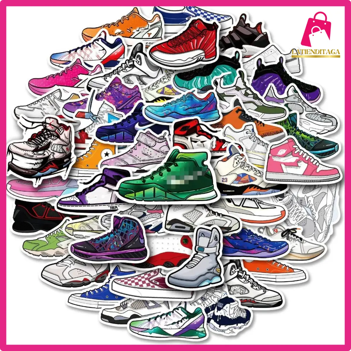 50 Pcs Sneaker Culture Anime Stickers – Waterproof for Laptop, Skateboard & More