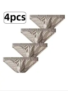 Men's Ice Silk Satin Underwear Set, Low Waist Comfortable Fit, Plain Design for Office & Casual Wear, All Seasons