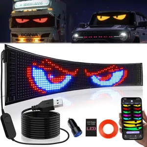 2pcs Programmable Scrolling LED Sign, USB Controlled, APP-Editable, Ideal for Cars, Stores, Schools, Hotels, Customizable Text & Animations, Car Decorations