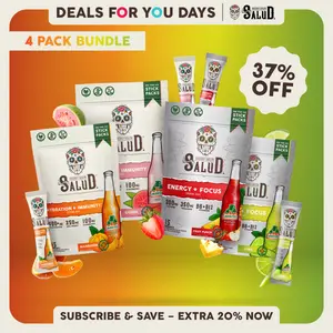 Salud x Jarritos 2-in-1 Daily Wellness Agua Fresca Drink Mix Variety Pack - Coconut, Sugar, Vitamin, Minerals, Immune Boosters, Organic Caffeine, Electrolytes, Elderberry, Non-GMO, Vegan (4-Pack, 60 Servings), Deals For You Days