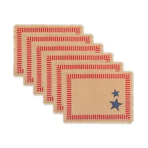 Design Imports Set/6 4th of July Jute Placemats