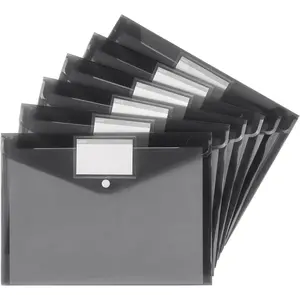 6 Pack Plastic Envelopes Poly Envelopes, Clear Document Folders Plastic File Folders for Home Work Office Organization, Letter Size/A4 Size Dark Grey