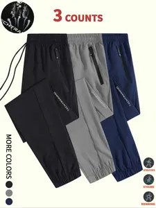 Men's Drawstring Soft Training Jogger Trousers, Lightweight Breathable Fabric, Comfortable Zipper Pockets, Casual Autumn & Winter Men's Trousers Suitable for Jogging, Workout Streetwear, Summer Clothes, Runner Pants, Casual Athletic Joggers