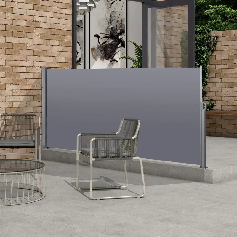 138" x 71''Retractable Side Awning, Waterproof & UV-Resistant,  Privacy Screen Divider Roll Up Balcony(Grey)