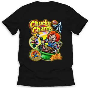 Chucky Charms T-Shirt Halloween Funny Cereal Parody on Ring Spun Cotton Tee
