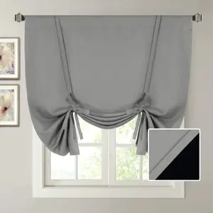 H.VERSAILTEX 100% Blackout Tie Up Curtains for Bedroom Thermal Insulated Kitchen Curtains Rod Pocket Blackout Curtains for Small Window / Bathroom with Black Liner