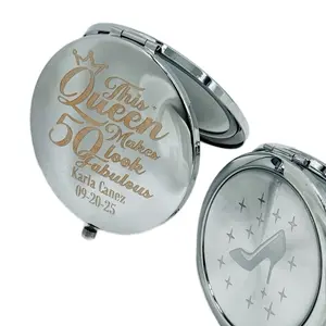 12 Personalized Birthday Party Favors Double-Sided Mirrors Queen Makes 50 Look Fabulous Design with Custom Name & Date Engraving for Celebrations