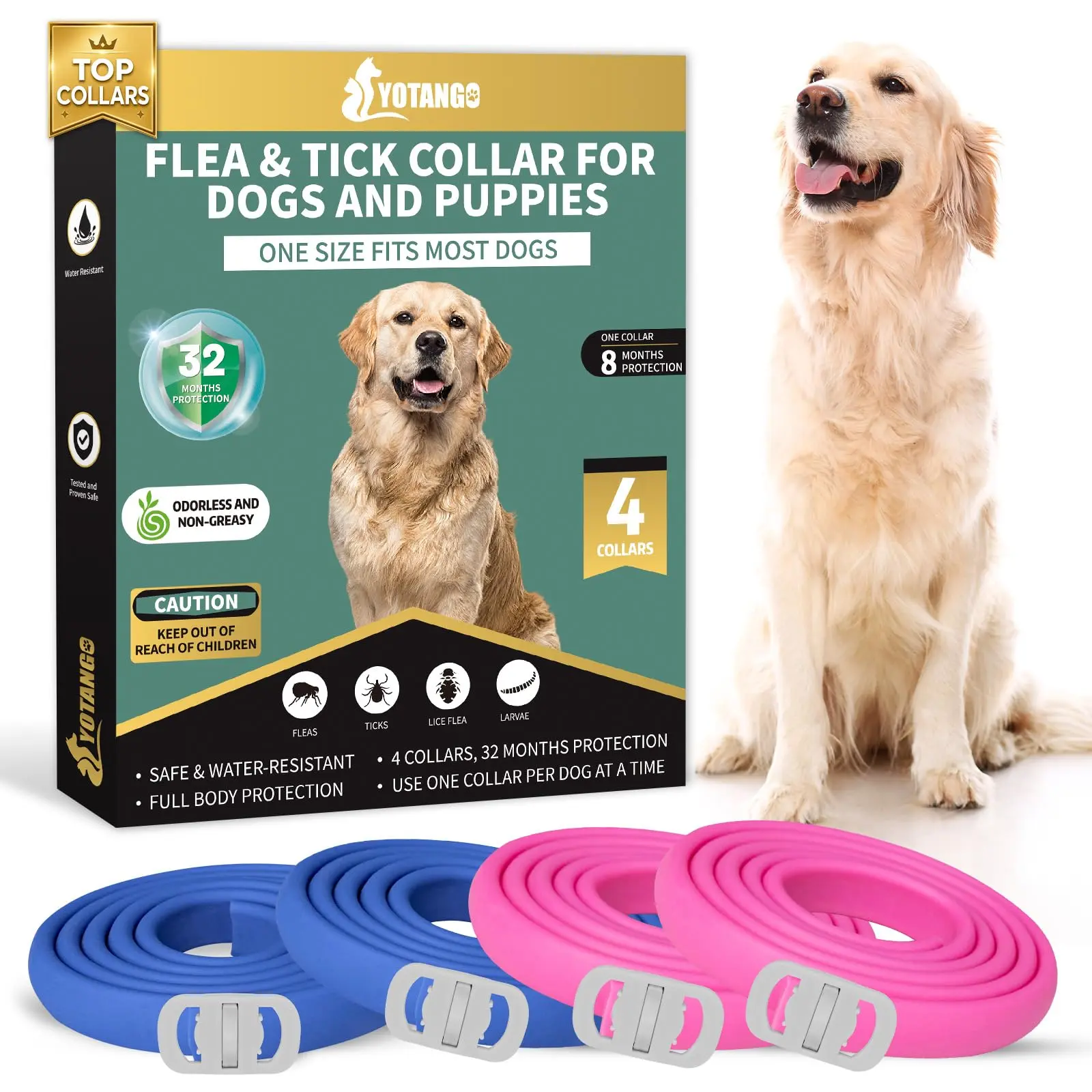 Flea Collar for Dogs, Dog Flea and Tick Collar, 4 Pack, 32 Months | Waterproof, Adjustable, and Lightweight for Dogs and Puppies. Four Collars Offer 32 Months and Start Within 24 Hours #sohochic