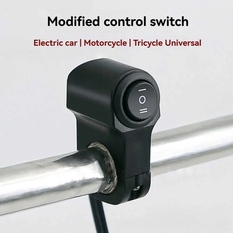 Universal Motorcycle Handlebar Auxiliary 3-Way On-Off Aftermarket Switch, Waterproof Clamp-Mount Control for Motorcycle, E-Bike, Tricycle Extra Light Modification Wiring