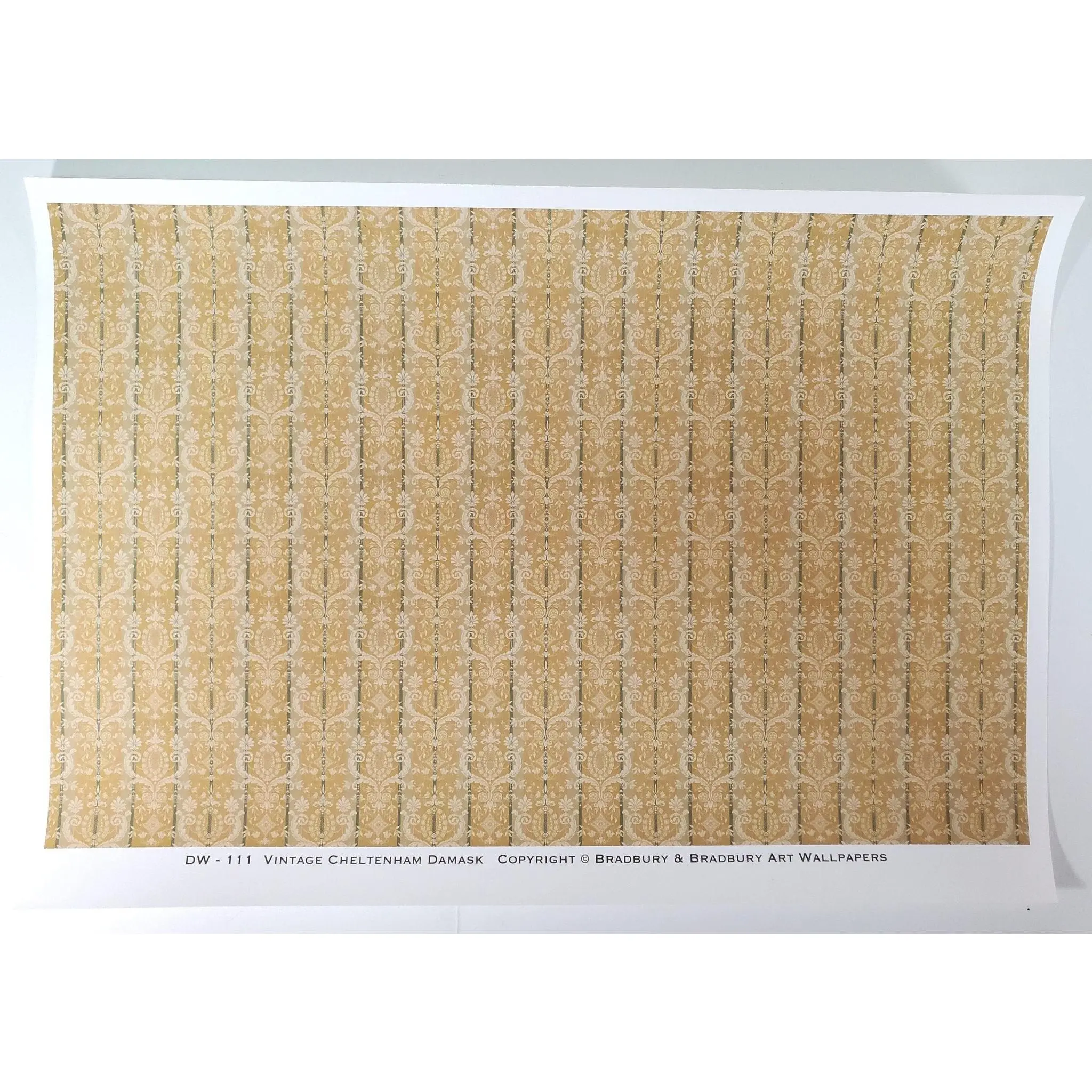 Dollhouse Wallpaper Vintage Cheltenham Damask Bradbury & Bradbury 1:12 Scale