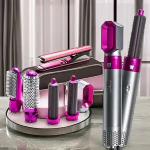Blow Dryer Brush,Curling Iron 5-in-1 Versatile Ceramic Hair Dryer Brush, Interchangeable Hot Air Brush Set for Straightening, Drying, and Curling, Multi-Temperature Comfort