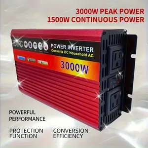EAFC Portable Power Inverter - 3000W Peak, 1500W Rated, 12V DC to 110-130V AC, Hardwired Design with US Standard Outlet, Durable Power Converter for Car, RV, Truck & Outdoor Use (Battery Not Included)