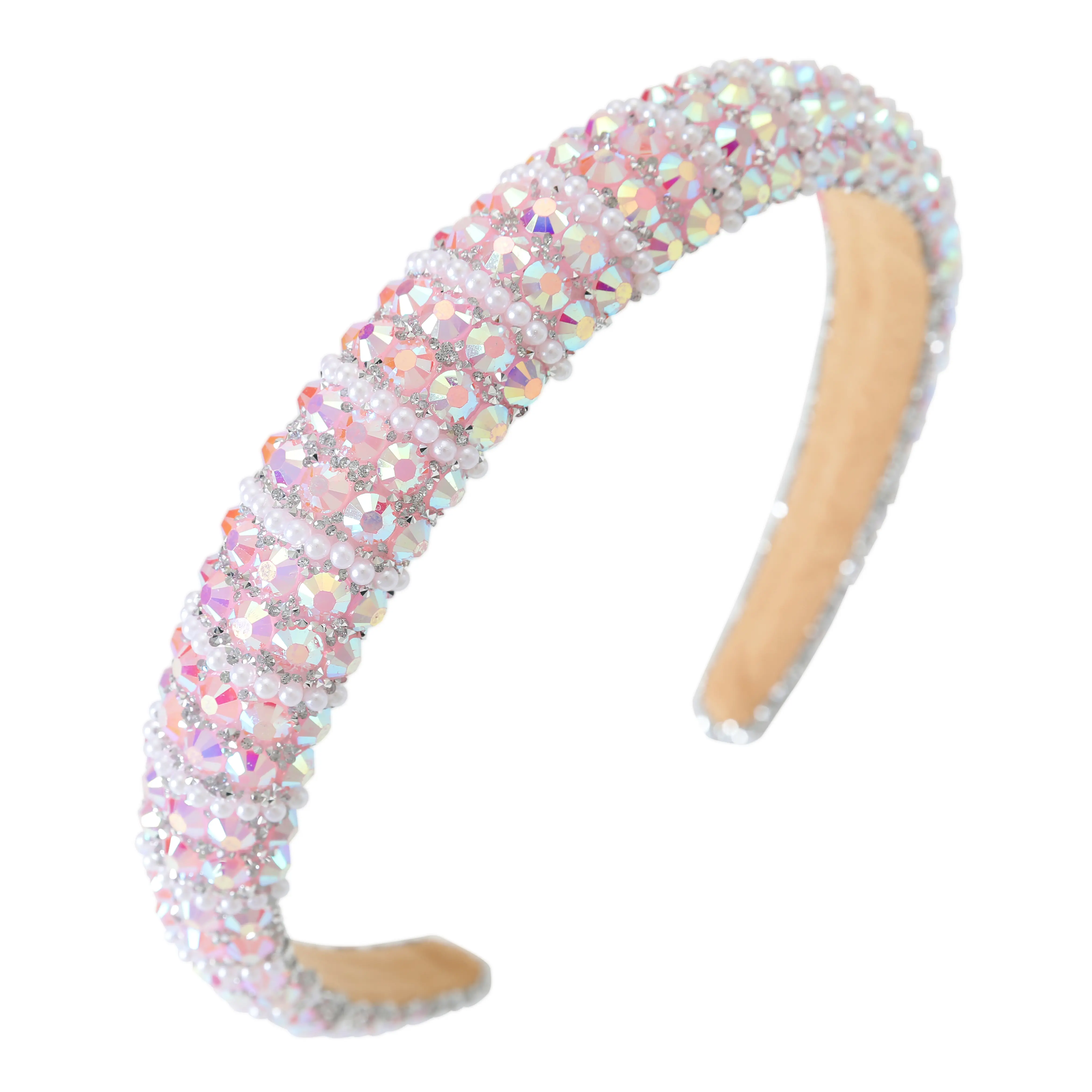 Silver Diamond Rhinestone Headbands for Women Girls Gifts Bling Sparkle Beaded Crystal Headband Jeweled Thick Padded Hairband Non Slip Glitter Hair Hoop Accessories